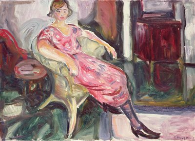 Vrouw in een rieten stoel, 1924-25 door Edvard Munch